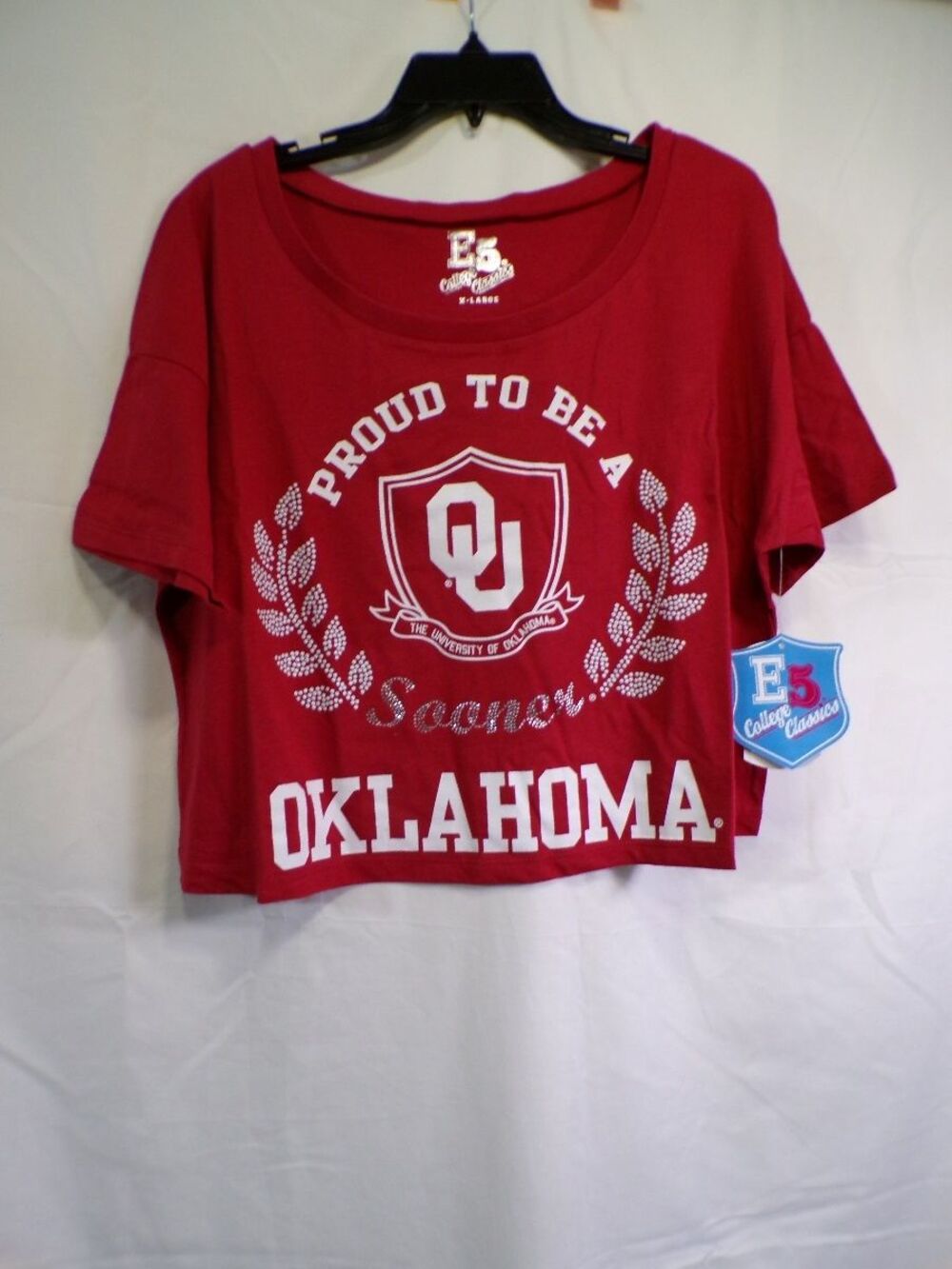 E5 College Classics Women's Cropped Oklahoma Sooners T-Shirt XL Red